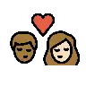 Kiss: Person, Person, Medium-Dark Skin Tone, Light Skin Tone Emoji 🧑🏾‍❤️‍💋‍🧑🏻 image - OpenMoji style
