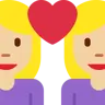 Couple With Heart: Woman, Woman, Medium-Light Skin Tone Emoji 👩🏼‍❤️‍👩🏼 image - Twitter / X (Twemoji) style