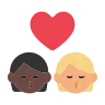 Kiss: Person, Person, Dark Skin Tone, Medium-Light Skin Tone Emoji 🧑🏿‍❤️‍💋‍🧑🏼 image - Tossface style