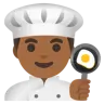 Man Cook: Medium-Dark Skin Tone Emoji 👨🏾‍🍳 image - Google Noto Color style