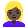 Woman: Dark Skin Tone, Blond Hair Emoji 👱🏿‍♀️ image - Google Noto Color style