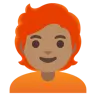 Person: Medium Skin Tone, Red Hair Emoji 🧑🏽‍🦰 image - Google Noto Color style
