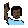 Man Raising Hand: Dark Skin Tone Emoji 🙋🏿‍♂️ image - OpenMoji style