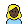 Woman: Dark Skin Tone, Blond Hair Emoji 👱🏿‍♀️ image - OpenMoji style