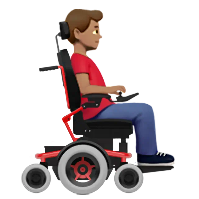 Man In Motorized Wheelchair Facing Right: Medium Skin Tone
