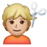 Person Getting Haircut: Medium-Light Skin Tone Emoji 💇🏼 image - Samsung style