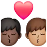 Kiss: Man, Man, Medium Skin Tone, Dark Skin Tone Emoji 👨🏽‍❤️‍💋‍👨🏿 image - Samsung style