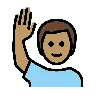 Man Raising Hand: Medium Skin Tone Emoji 🙋🏽‍♂️ image - OpenMoji style