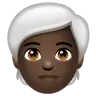 Person: Dark Skin Tone, White Hair Emoji 🧑🏿‍🦳 image - WhatsApp style