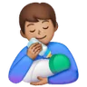 Man Feeding Baby: Medium Skin Tone Emoji 👨🏽‍🍼 image - Samsung style