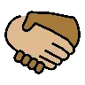 Handshake: Medium-Light Skin Tone, Medium-Dark Skin Tone Emoji 🫱🏼‍🫲🏾 image - OpenMoji style