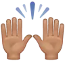 Raising Hands: Medium Skin Tone Emoji 🙌🏽 image - WhatsApp style