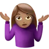 Woman Shrugging: Medium Skin Tone Emoji 🤷🏽‍♀️ image - Apple style