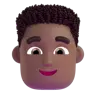 Man: Medium-Dark Skin Tone, Curly Hair Emoji 👨🏾‍🦱 image - Microsoft 3D Fluent style