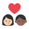 Kiss: Woman, Man, Light Skin Tone, Medium-Dark Skin Tone Emoji 👩🏻‍❤️‍💋‍👨🏾 image - Tossface style