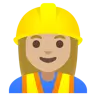 Woman Construction Worker: Medium-Light Skin Tone Emoji 👷🏼‍♀️ image - Google Noto Color style