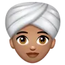 Woman Wearing Turban: Medium Skin Tone Emoji 👳🏽‍♀️ image - WhatsApp style