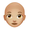 Woman: Medium-Light Skin Tone, Bald Emoji 👩🏼‍🦲 image - Apple style