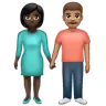 Woman And Man Holding Hands: Dark Skin Tone, Medium Skin Tone Emoji 👩🏿‍🤝‍👨🏽 image - WhatsApp style