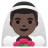 Man With Veil: Dark Skin Tone Emoji 👰🏿‍♂️ image - Google Noto Color style