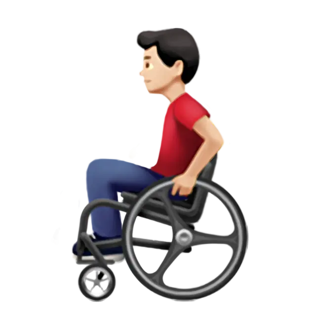 Man In Manual Wheelchair: Light Skin Tone