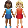 Women Holding Hands: Medium-Dark Skin Tone, Medium-Light Skin Tone Emoji 👩🏾‍🤝‍👩🏼 image - Apple style