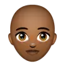 Woman: Medium-Dark Skin Tone, Bald Emoji 👩🏾‍🦲 image - WhatsApp style