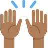 Raising Hands: Medium-Dark Skin Tone Emoji 🙌🏾 image - Twitter / X (Twemoji) style