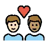 Couple With Heart: Man, Man, Light Skin Tone, Medium Skin Tone Emoji 👨🏻‍❤️‍👨🏽 image - OpenMoji style