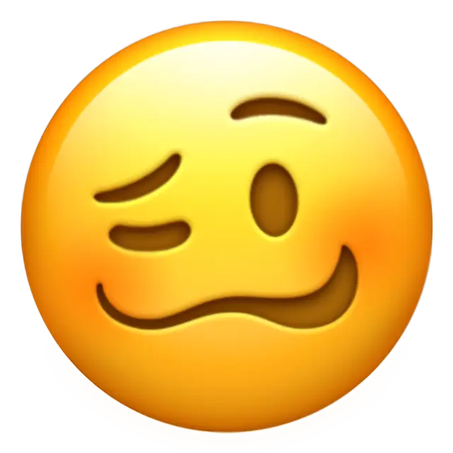 Gesicht mit unebenen Augen und gewelltem Mund