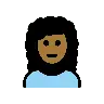 Woman: Medium-Dark Skin Tone, Curly Hair Emoji 👩🏾‍🦱 image - OpenMoji style