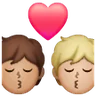Kiss: Person, Person, Medium-Light Skin Tone, Medium Skin Tone Emoji 🧑🏼‍❤️‍💋‍🧑🏽 image - Samsung style