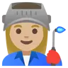 Woman Factory Worker: Medium-Light Skin Tone Emoji 👩🏼‍🏭 image - Google Noto Color style