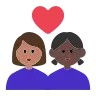 Couple With Heart: Woman, Woman, Medium Skin Tone, Dark Skin Tone Emoji 👩🏽‍❤️‍👩🏿 image - Tossface style