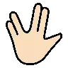 Vulcan Salute: Light Skin Tone Emoji 🖖🏻 image - OpenMoji style