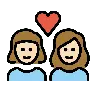 Couple With Heart: Woman, Woman, Light Skin Tone Emoji 👩🏻‍❤️‍👩🏻 image - OpenMoji style