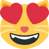 ใบหน้าของแมวยิ้มด้วยดวงตารูปหัวใจ Emoji 😻 image - Twitter / X (Twemoji) style