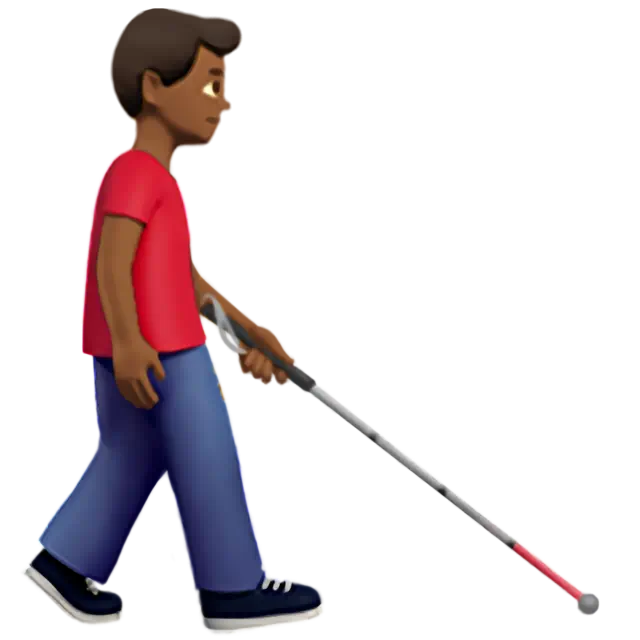 Man With White Cane Facing Right: Medium-Dark Skin Tone