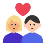 Couple With Heart: Woman, Man, Medium-Light Skin Tone, Light Skin Tone Emoji 👩🏼‍❤️‍👨🏻 image - Tossface style