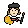 Woman Artist: Light Skin Tone Emoji 👩🏻‍🎨 image - OpenMoji style