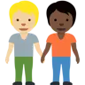 People Holding Hands: Medium-Light Skin Tone, Dark Skin Tone Emoji 🧑🏼‍🤝‍🧑🏿 image - Twitter / X (Twemoji) style