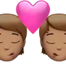 Kiss: Medium Skin Tone Emoji 💏🏽 image - Apple style