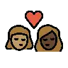 Kiss: Woman, Woman, Medium Skin Tone, Dark Skin Tone Emoji 👩🏽‍❤️‍💋‍👩🏿 image - OpenMoji style