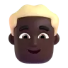 Man: Dark Skin Tone, Blond Hair Emoji 👱🏿‍♂️ image - Microsoft 3D Fluent style
