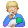 Man Feeding Baby: Medium-Light Skin Tone Emoji 👨🏼‍🍼 image - Samsung style