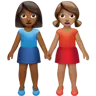 Women Holding Hands: Medium-Dark Skin Tone, Medium Skin Tone Emoji 👩🏾‍🤝‍👩🏽 image - Apple style