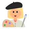 Woman Artist: Medium-Light Skin Tone Emoji 👩🏼‍🎨 image - Tossface style