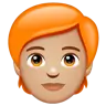 Person: Medium-Light Skin Tone, Red Hair Emoji 🧑🏼‍🦰 image - WhatsApp style