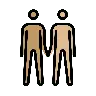 Men Holding Hands: Medium Skin Tone, Medium-Light Skin Tone Emoji 👨🏽‍🤝‍👨🏼 image - OpenMoji style