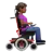Woman In Motorized Wheelchair Facing Right: Medium-Dark Skin Tone